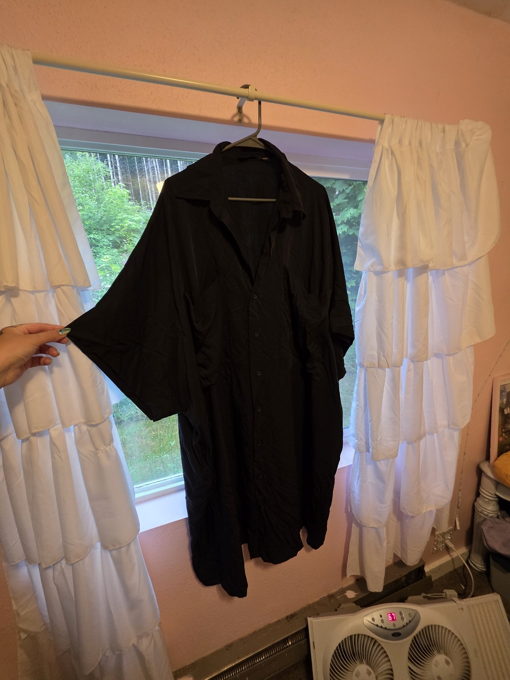 Foxblood Black Oversized Button-Up Midi Dress
